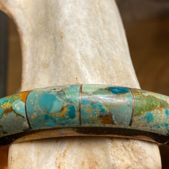 Vintage DTR Jay King Turquoise Copper Bangle Bracelet- stunning!!2-1/2 inside - Picture 2 of 10